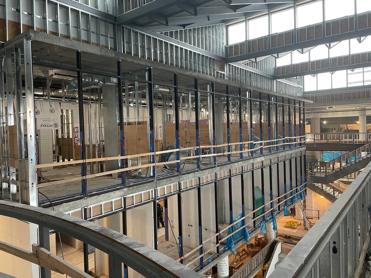 EDMathisonHall's tweet photo. View of level 3 Syndicate offices &amp; 4 Break out rooms. Framing , Mechanical and Electrical rough-ins. https://t.co/RoddmK6bZh