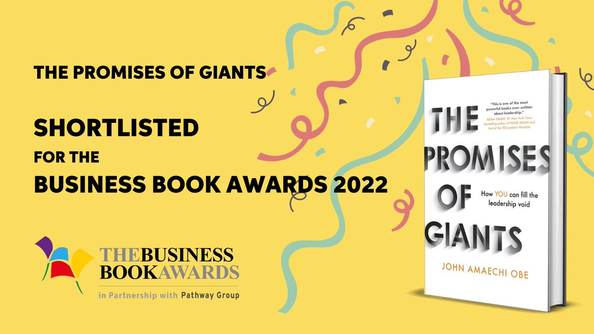 Congratulations to our founder <a href="/JohnAmaechi/">John Amaechi OBE</a> who's been shortlisted for the 2022 <a href="/BizBookAwardUK/">Business Book Awards</a>. It’s great to see that the ideas in the Promises of Giants resonating so much. 
If you want to explore these ideas further join us in the #GiantCommunity findyourgiant.com