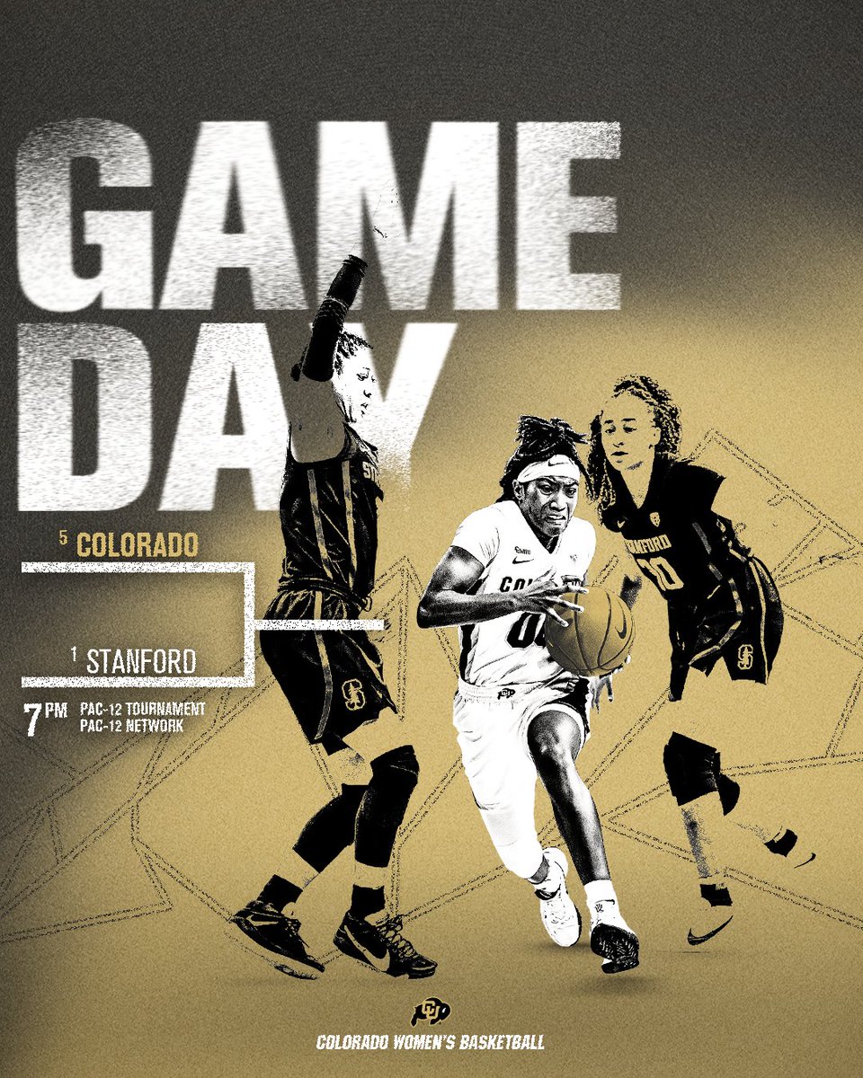 CUBuffsWBB's tweet photo. WE'VE GOT A GOOD ONE ON DECK TONIGHT!!!
🆚 Stanford Cardinal
🏆 Pac-12 Semifinals
⏰ - 7 PM (MT) // 6 PM (PT)
📍 - Michelob Ultra Arena
📊 - https://t.co/0tUJLBp4sc
📺 - Pac-12 Networks
#ElevateYourGame || #GoBuffs 🖤💛 https://t.co/Sq9SXq6C8o