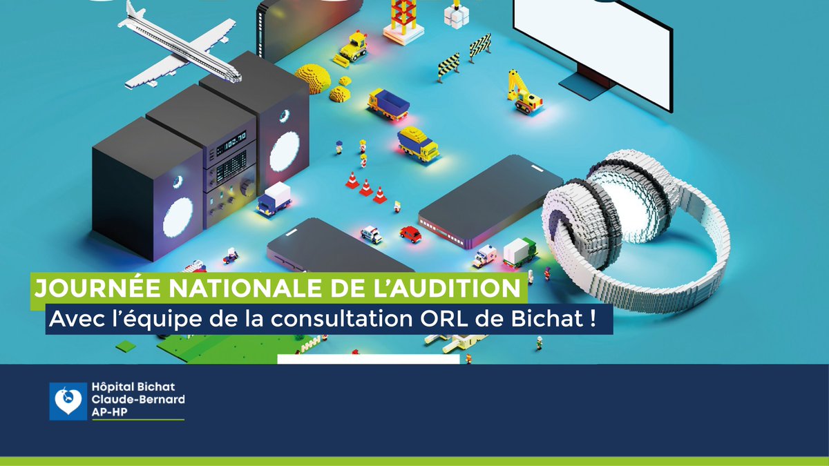 hopitalbichat's tweet photo. #JournéeNationaleDelAudition à l'@hopitalbichat @APHP ! L'équipe de la consultation #ORL &amp; ses partenaires vous proposent une matinée dédiée à votre #audition, venez la tester et en parler !
📍 Hall de l'hôpital
📅 Jeudi 10 mars de 9h30 à 13h
🤗 @jna_association @Amplifon #Quies https://t.co/FkEUMiMlff