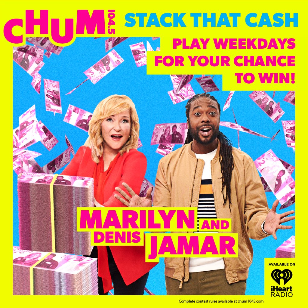 MarilynDenisCTV's tweet image. Don’t miss @chum1045’s #StackThatCash! 💰 We’re playing every weekday! BUT… a little hint, every #Monday, it happens EVERY HOUR ⏰! It’s double stack Mondays 💰💰! We’re doubling your chances to STACK THAT CASH!