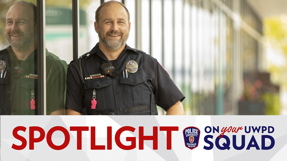 UWMadisonPolice's tweet photo. Meet Community Officer Barrett Erwin -- he's our inaugural SPOTLIGHT ON YOUR UWPD SQUAD!

Learn why Barrett is proud to serve you and your community, why he chose this profession, and his favorite things about UW-Madison! #UWPDSquadSpotlight

More » https://t.co/265rP0Vy8d https://t.co/lZ3M3hKLIO