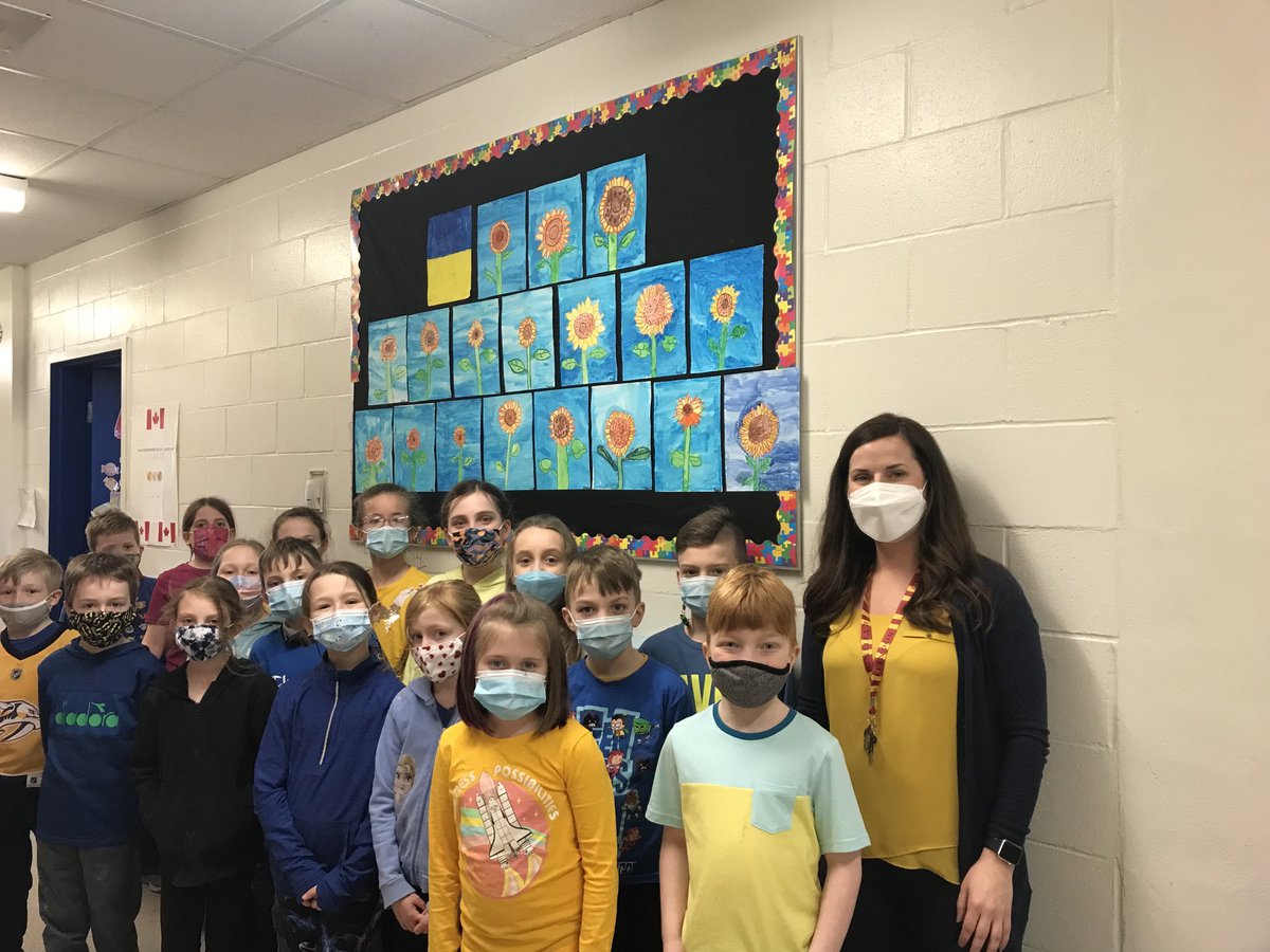 StBernardsElem's tweet photo. Yellow and blue day at St.Bernard’s where we raised almost $1400 for the people of Ukraine. ⁦@NLESDCA⁩ https://t.co/G3rjHyExvw