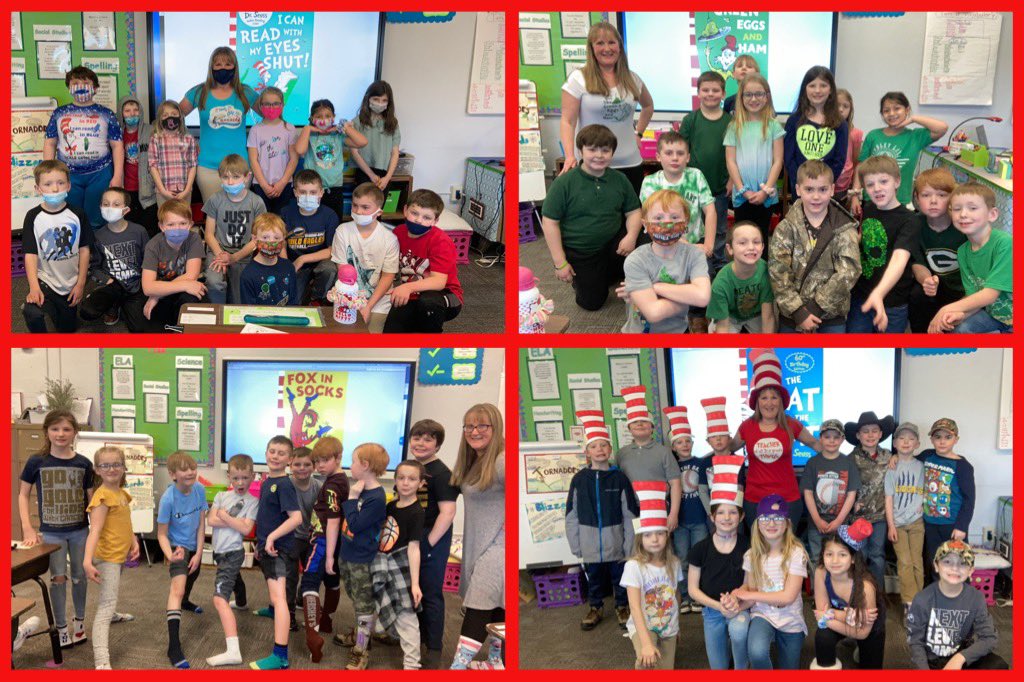 JoAnnLiffner's tweet photo. Seuss Week! #scsforward #smallschoolBIGIMPACT #Dr. Seuss #ReadAcrossAmericaDay #thirdgraderocks https://t.co/S2pE6DUhR0