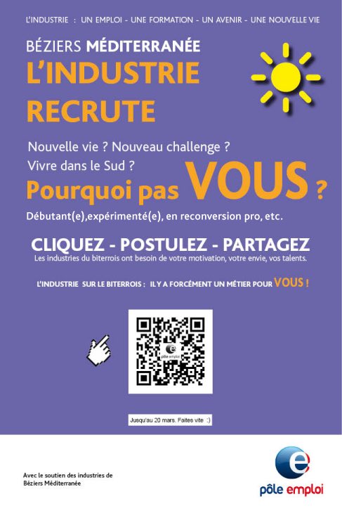 LisaMorlot's tweet photo. L’INDUSTRIE RECRUTE via un salon en ligne créé par @Poleemploi_oc #beziers et si Twitter nous aidait ?🤷🏻‍♀️ besoin d’un max de retweet pour cet événement !  #Industrie #emploi #1jeune1solution @TPMP @TF1 @Qofficiel @F3OccitanieLR https://t.co/xLu46lwNzl