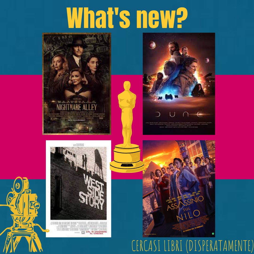 CercasiLibri's tweet photo. Pronti per la #Nottedeglioscar ? 3 dei film candidati al titolo di miglior film sono tratti da #libri: #Dune  #Lafieradelleillusioni – #NightmareAlley  e #WestSideStory https://t.co/JebzX2ZBn8