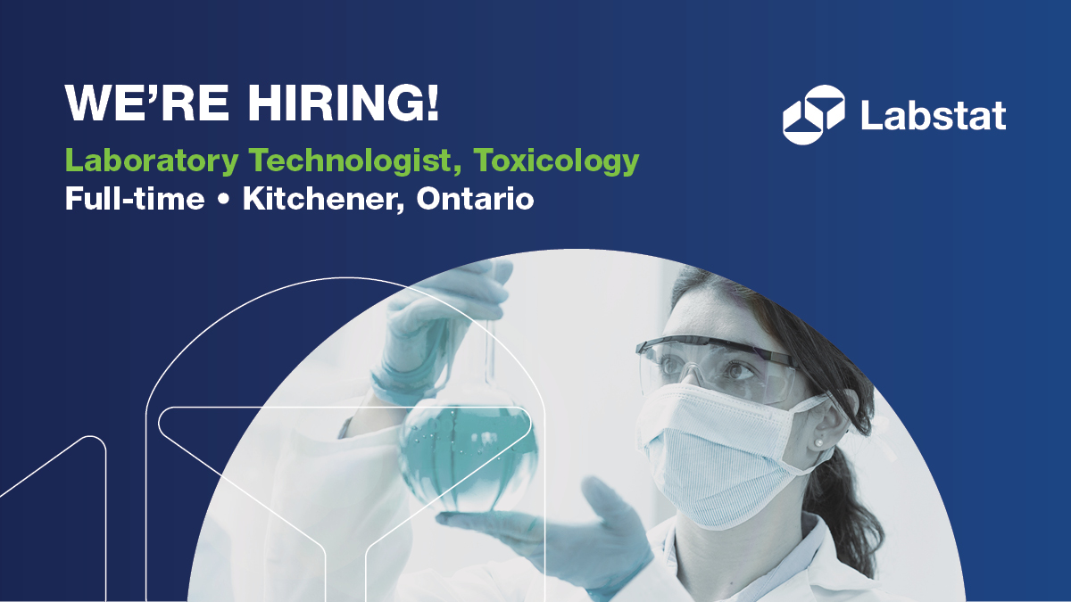 Labstat_Int's tweet image. Are you a Laboratory Technologist looking for a professional challenge? Labstat’s Toxicology department is growing and diversifying our assay portfolio. Apply today and come join our 'Centre of Excellence' – here: bit.ly/3IL0cNV