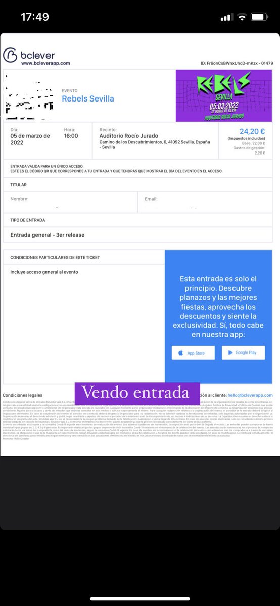 aroajiimenez's tweet photo. Vendo entrada @pasionensevilla @AudRocioJurado https://t.co/RcAJpZ5I6F