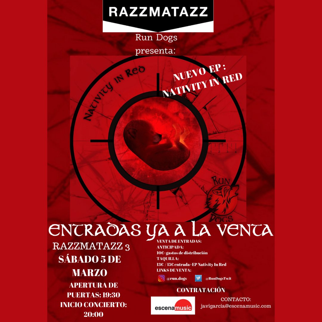 RunDogsTwit's tweet photo. Mañana Run Dogs lo petará en @RazzmatazzClubs muy fuerte!
Con 3 millones 365 mil toneladas de powertrio por segundo y dedo y en falda de cuero (#ohmydog) Run Dogs presenta: Nativity In Red! Nace el #folkprogresivo! Acordeón +Bass + drums+wouf yourself! 🤘 🤘 🤘 https://t.co/5GwCUxJtrL