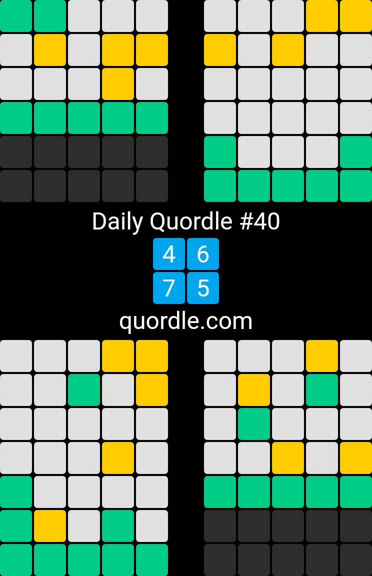 AiRice23's tweet photo. Daily Quordle #40
4️⃣6️⃣
7️⃣5️⃣
https://t.co/wWEDnfm7ok https://t.co/pSNEPxEjy6
