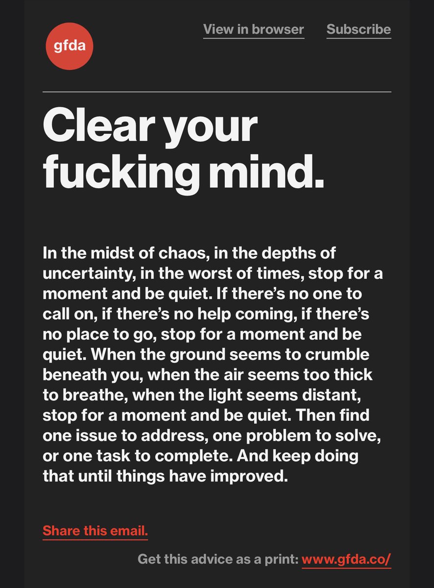 Sometimes good fucking advice is too good not to share. Go signup for GFDA ⁦@GoodDsgnAdvice⁩ #gfda