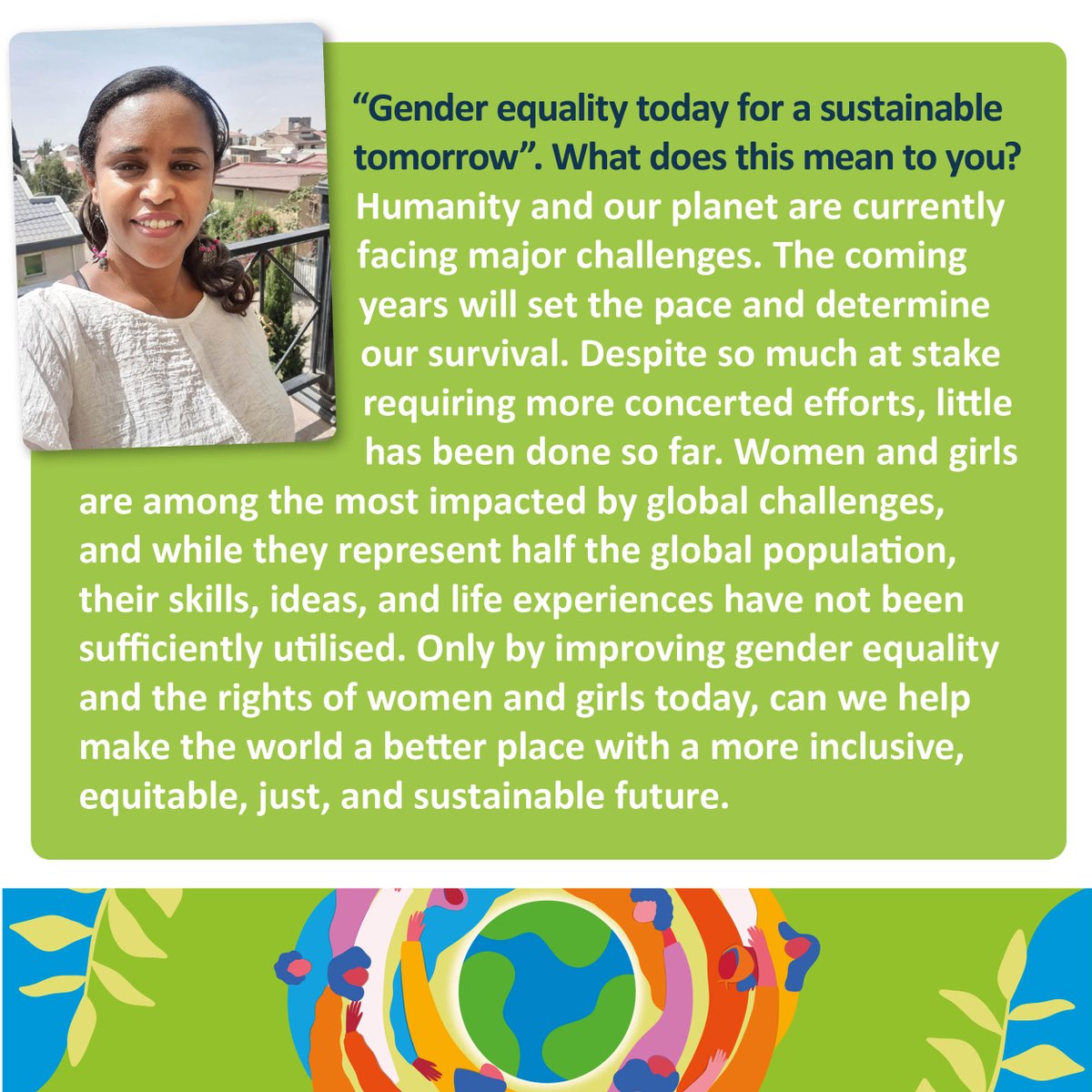 GCRFWaterHub's tweet photo. "Only by improving #genderequality and the rights of women and girls today, can we help make the world a better place with a more inclusive, equitable, just, and sustainable future." ~ Adey, water systems at Hub partners @WLRCETH 💧
#InternationalWomensDay #gcrfwomen @GCRF https://t.co/yWgW9XNNqy