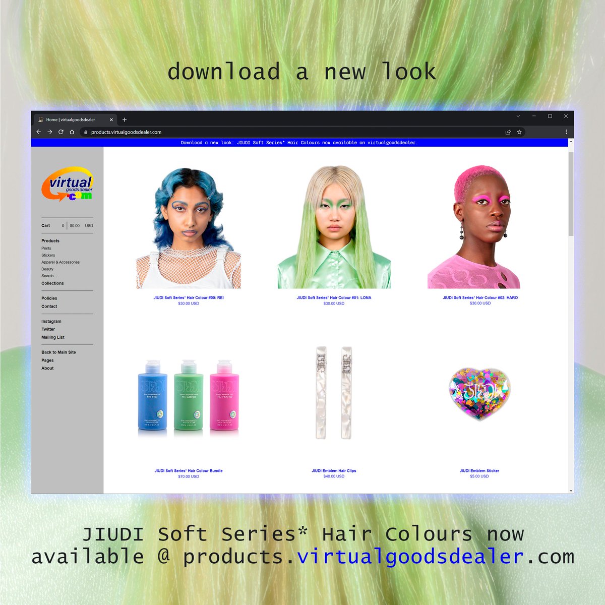vgddotcom's tweet photo. happy friday and virtualgoodsdealer products shop update! JIUDI Soft Series* Hair Colors and accessories now available. download a new look: https://t.co/xR6K5deDML https://t.co/lTaxCFmwSJ