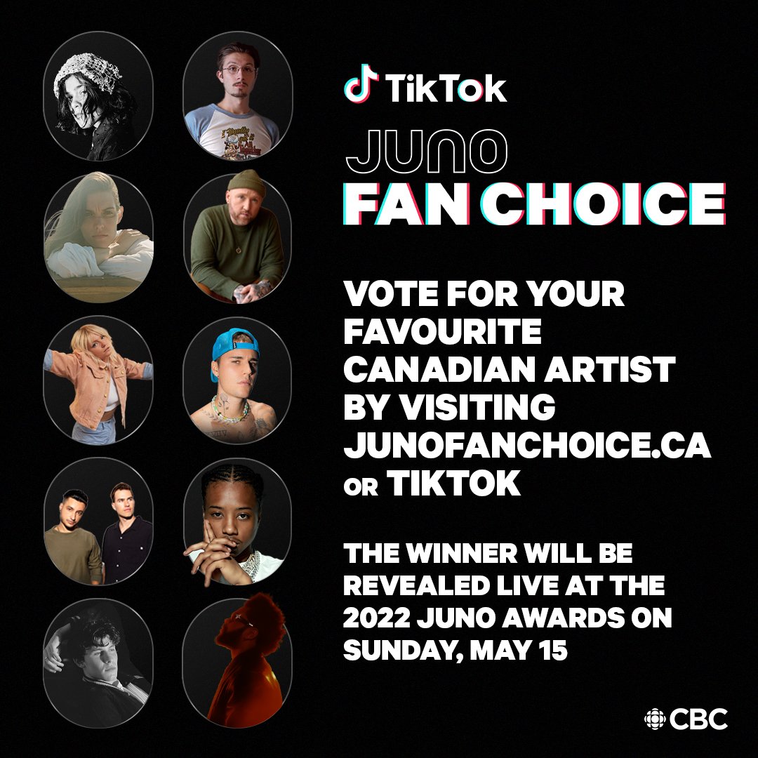 It’s time to cast your vote!

Vote for #TikTokJUNOFanChoice using the hashtags below or on the <a href="/TikTokCanada/">TikTok Canada</a> app. 
 
#TTJFC347aidan
#TTJFCbbno$
#TTJFCCharlotteCardin
#TTJFCForestBlakk
#TTJFCJESSIA
#TTJFCJustinBieber
#TTJFCLoudLuxury
#TTJFCPressa
#TTJFCShawnMendes
#TTJFCTheWeeknd