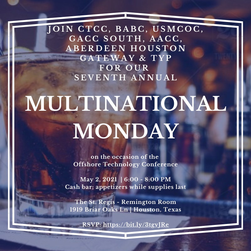 CanadaTexasCC's tweet photo. Come join us as we kick-off OTC with the Seventh Annual Multinational Monday event on May 2nd. https://t.co/FWhQmxupzv https://t.co/CO0TvvsXVm