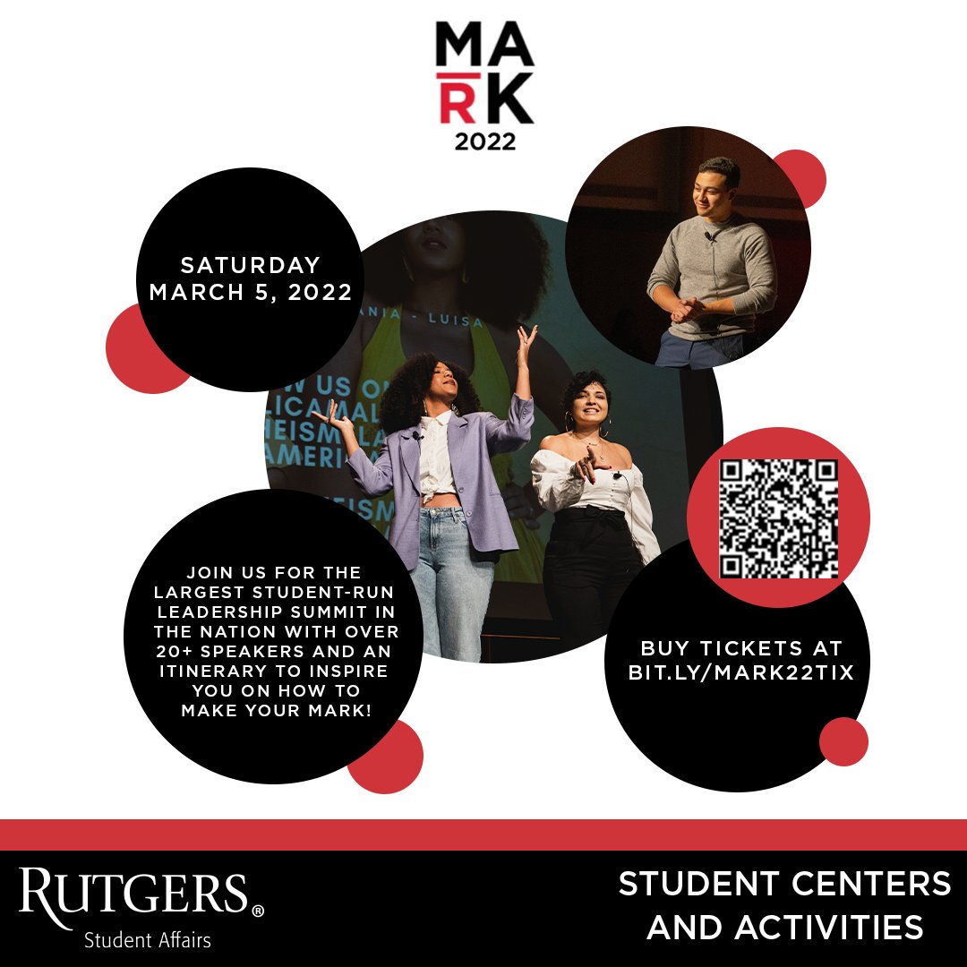 RutgersSA's tweet photo. 🚨 TICKETS ARE LIVE FOR THE MARK CONFERENCE! 🚨 This year attendees will have TWO different ways to attend the @markconference! We invite you to join us either in-person in New Brunswick, NJ or virtually for the event on Saturday, March 5, 2022! https://t.co/BK9mBHJJst #MyMark https://t.co/nS8LNR8kuH