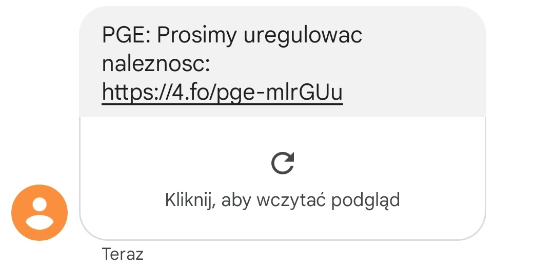 niebezpiecznik's tweet photo. ⚠️ Ruszyła SPORA wysyłka SMS-ów, w których przestępcy podszywają się pod PGE i informują o niewielkiej zaległości w rachunku za prąd. 

OPIS ATAKU:
https://t.co/MYUV0bkNO0

Kliknięcie na link i podanie danych == utrata oszczędności w banku.

Ostrzeżcie znajomych! Pls RT! https://t.co/AkrDOFZ2t8