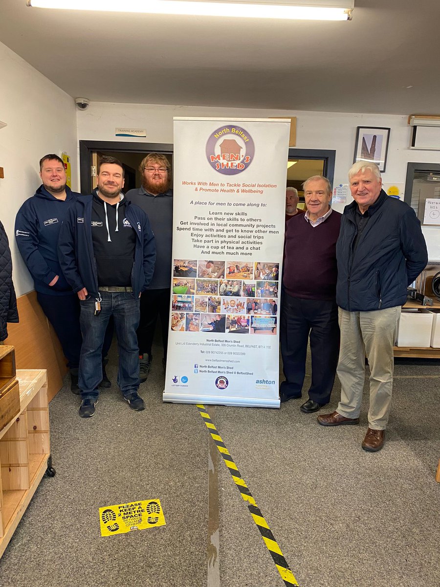 Blueandblackbro's tweet photo. Ahead of @UlsterRugby vs @Cardiff_Rugby tonight, some of our committee members visited North Belfast Menshed #menshed #community https://t.co/6oSM7DFg1N