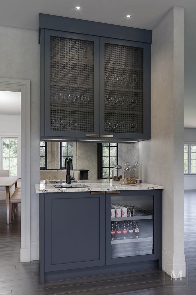 A rendering of our sleek and sophisticated wet bar design for our #havenroadreno project.

#wetbar #wetbardesign #homebar #luxuryhome #basementdesign #barideas #darkcabinets #bonusroom #kitchenbar #renderlovers #franklinlakesnj