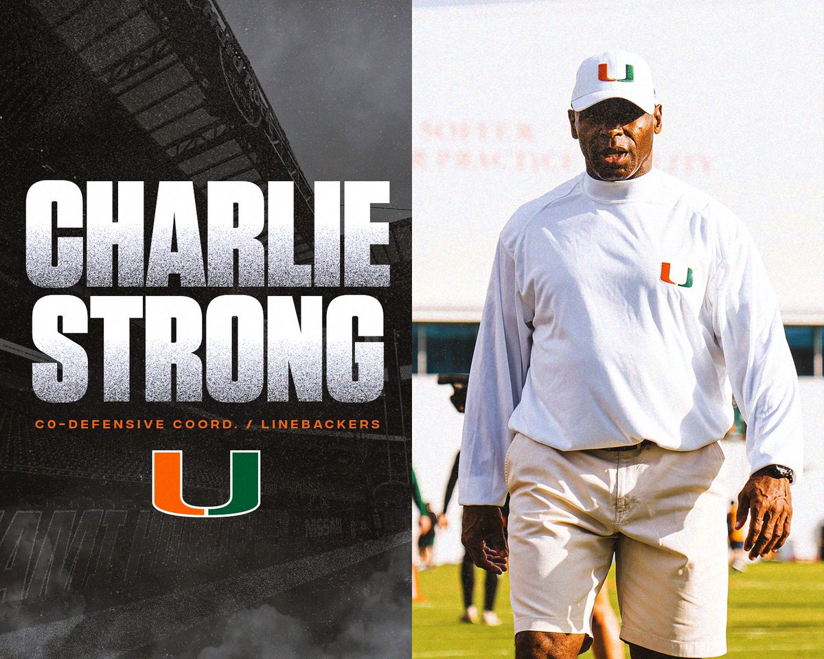 Miami Hurricanes Football (@canesfootball) on Twitter photo Staff keeps getting STRONGer. Welcome to The U, <a href="/CoachStrong_/">Charlie Strong</a>!
More: canes.news/WelcomeCoachSt… Staff keeps getting STRONGer. Welcome to The U, <a href="/CoachStrong_/">Charlie Strong</a>!
More: canes.news/WelcomeCoachSt…