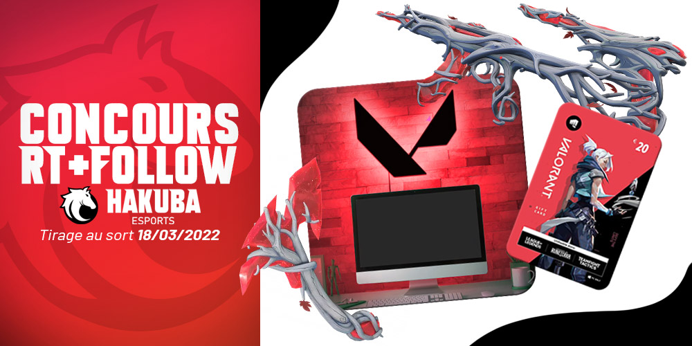 HAKUBA_Esports's tweet photo. 🔴 #CONCOURS RT+FOLLOW🔴

Pour le lancement d'HAKUBA nous vous proposons de fêter ça avec nous !

🎁1er lot : Pack de skins d'arme Gaïa
🎁2ème lot : Lampe néon logo VALORANT
🎁3ème lot : Carte cadeau Riot (20€)

Un(e) gagnant(e) par lot.

#VALORANT #VALORANTGIVEAWAY https://t.co/WTJyBL3I1s