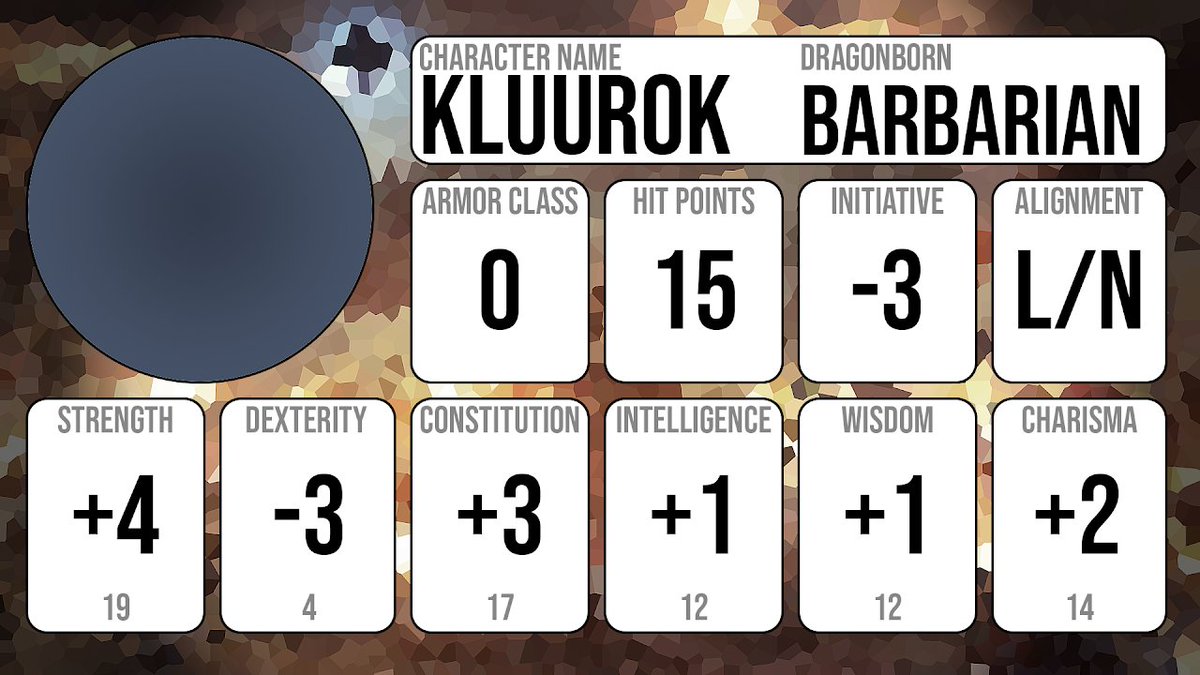 Meet Kluurok, the Barbarian Gem Dragonborn. He is the third member of our new Baldur's Gate: Descent into Avernus party. Played by Chad.

Join us Sundays at 12:00 pm EST on twitch.tv/sixsidesofgami…