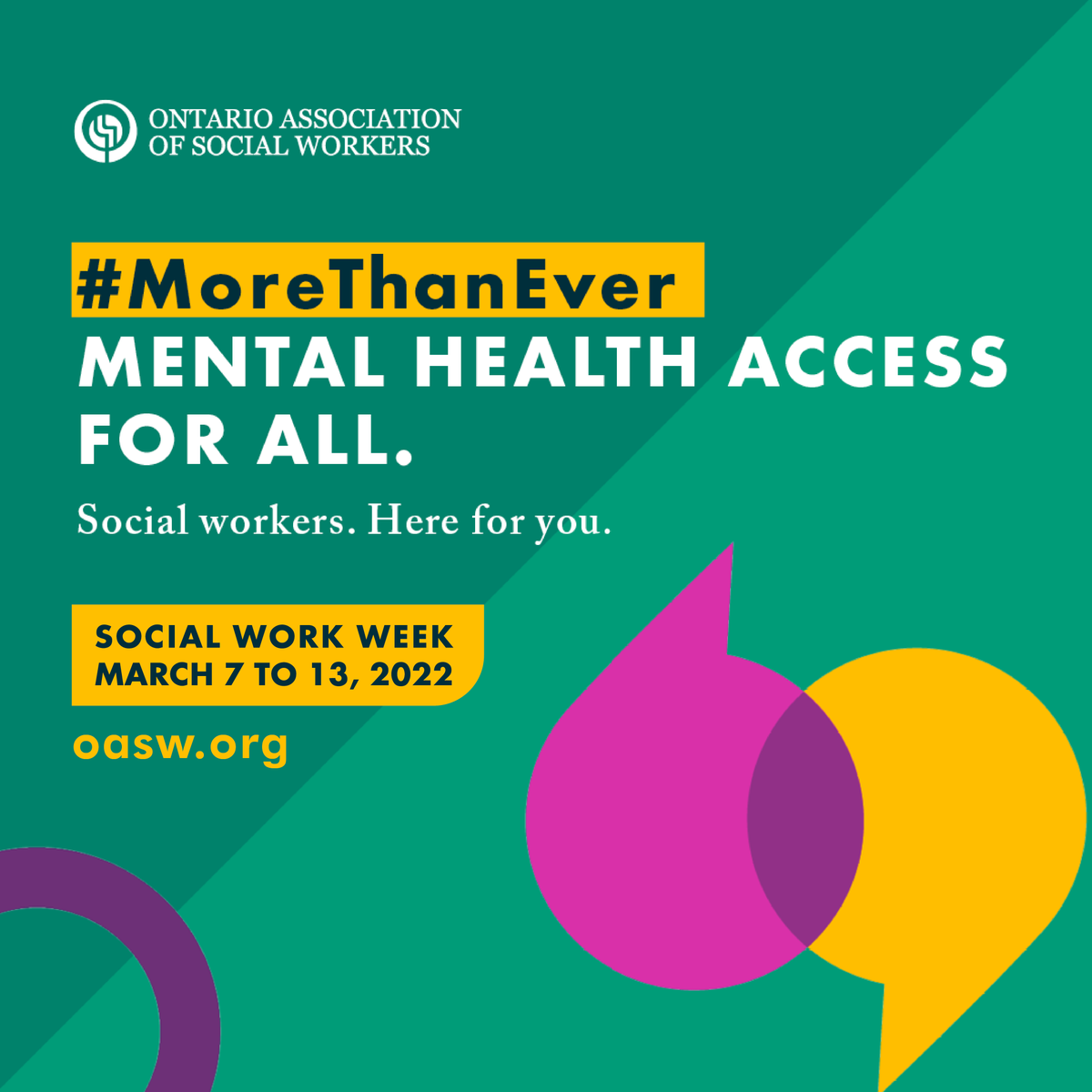 In Ontario, the March 7 - 11 is #SocialWorkWeek. Each year communities and organizations take time to recognize the hard work and dedication that is put into these careers. Please join us in recognizing our Social Workers!

oasw.org