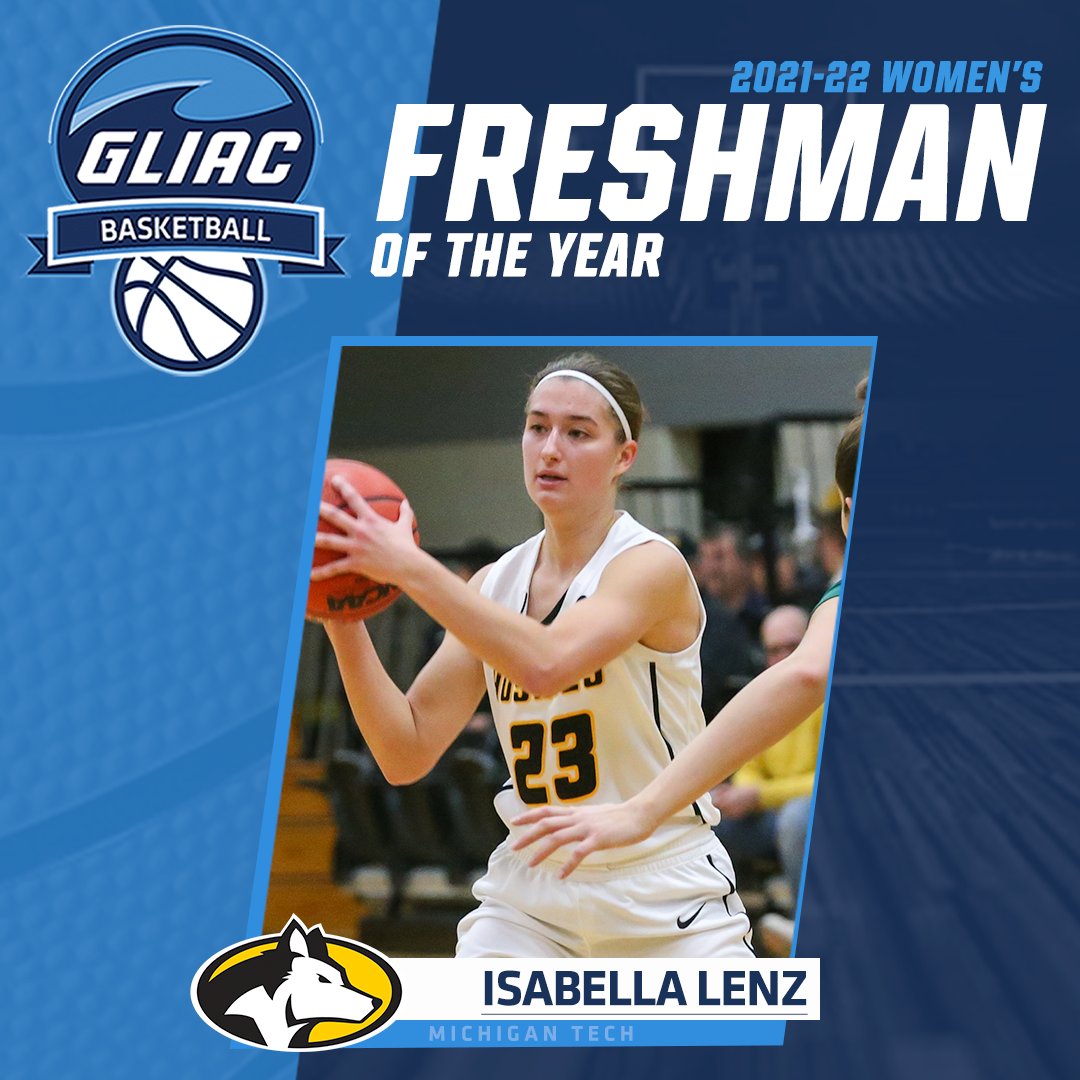 GLIACsports's tweet photo. 𝟮𝟬𝟮𝟭-𝟮𝟮 𝗚𝗟𝗜𝗔𝗖 𝗪𝗼𝗺𝗲𝗻'𝘀 𝗕𝗮𝘀𝗸𝗲𝘁𝗯𝗮𝗹𝗹 𝗙𝗿𝗲𝘀𝗵𝗺𝗮𝗻 𝗼𝗳 𝘁𝗵𝗲 𝗬𝗲𝗮𝗿

Isabella Lenz // Michigan Tech

#GLIACWBB🏀 #WhereChampionsCompete https://t.co/6EQLtYoNle