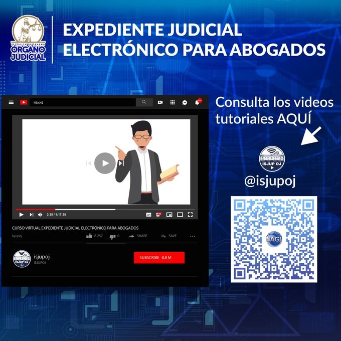Accede al curso virtual del Expediente Judicial Electrónico para abogados. Escanea el Código QR de esta imagen o ingresa haciendo clic en el siguiente enlace ➡️ bit.ly/3v64EQx #OJInforma⚖ #Justiciasinpapel