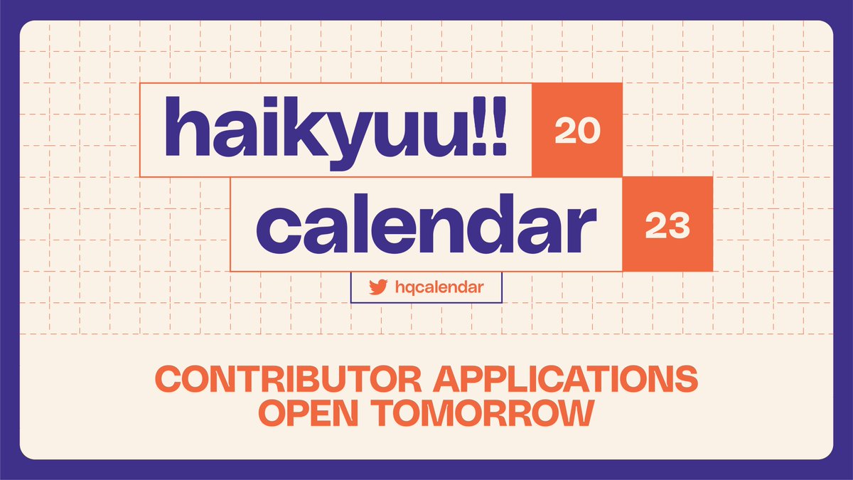 hqcalendar's tweet photo. Mark your calendars! Contributor applications to the 2023 Haikyuu!! Calendar open tomorrow!! We cannot wait to see your applications! https://t.co/BSBxINhU7s
