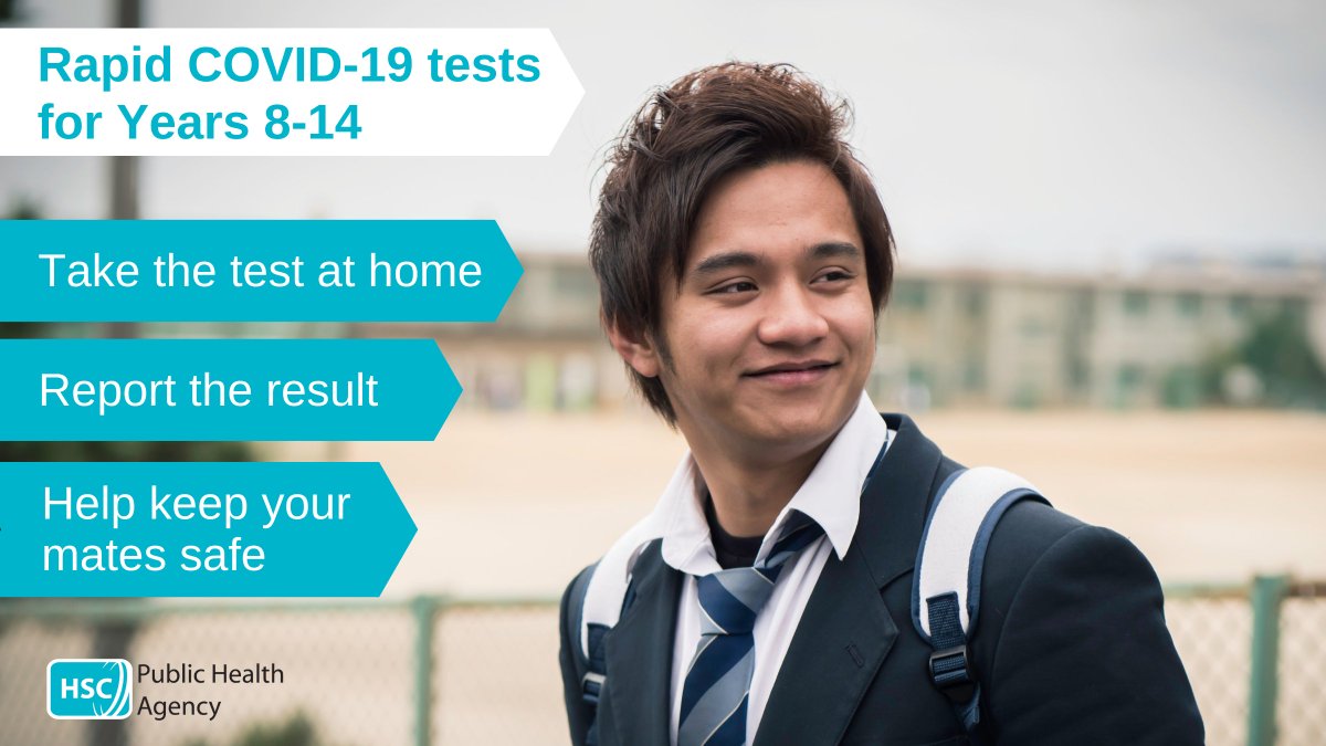 publichealthni's tweet photo. Getting ready for school? Pupils in Years 8-14 are asked to help keep themselves, their families, their mates & the whole school community safe with a quick and easy lateral flow test for COVID-19.
Find out more at https://t.co/ynUTGjFlHv
#LateralFlowBeforeYouGo https://t.co/jc5BiTrQVm
