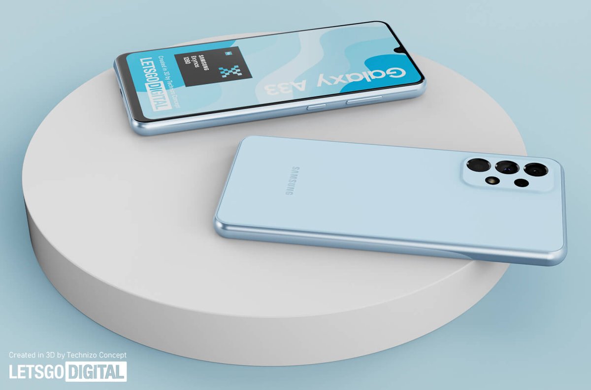 Samsung Galaxy A33 5G - Exynos 1280 SoC ⚡️
nl.letsgodigital.org/smartphones/sa…

- 48MP
- 25w 
- 186g 
- IP67
- 159.7× 74.0×8.1 

3D renders &amp; video: <a href="/technizoconcept/">Technizo Concept</a> 🇮🇳 👌
youtube.com/watch?v=g9_EH0…

In collaboration with <a href="/AhmedQwaider888/">Ahmed Qwaider</a> 🇪🇬 👍

#Samsung #SamsungA33 #SamsungGalaxyA33 #GalaxyA33
