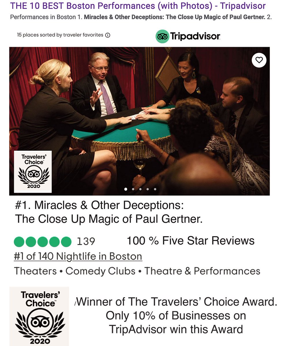 On Mar 1st the city of Boston announced face-coverings are no longer required for businesses like ours. We are following the new guidelines and will no longer require face-covering to be worn at our show.

Tickets for Mar, Apr &amp; May are on sale now. MiraclesandOtherDeceptions.com