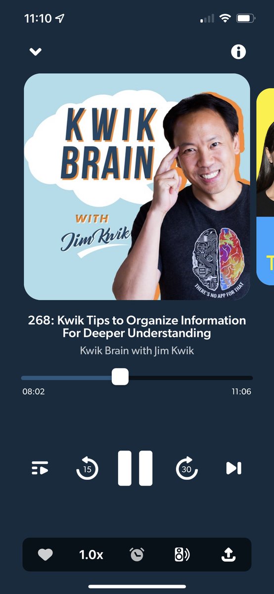Kablanis98's tweet photo. So the core content of #KwikBrain is always good, but his reminder that I can go back to prior episodes to help with specific skills really hit me today. Thanks @jimkwik https://t.co/FwzlFPbSVJ