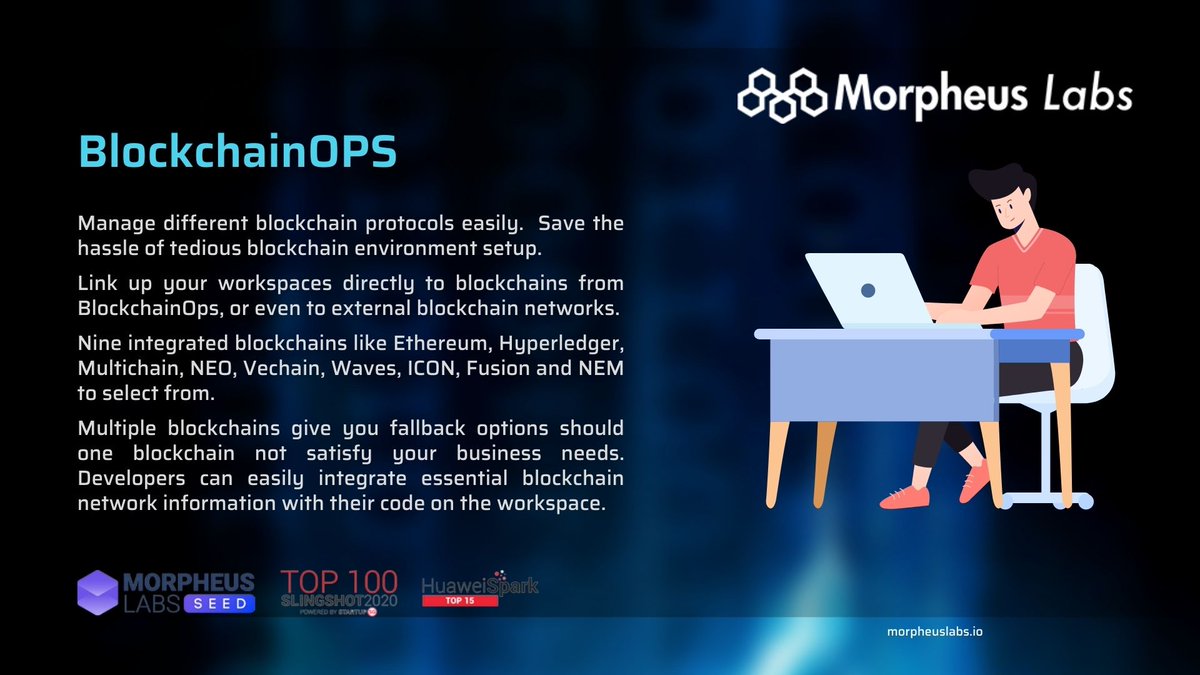 DannyBolasie's tweet photo. #MorpheusLabs BlockchainOPS helps users manage different #blockchain protocols easily. 

Developers can easily integrate essential blockchain network information with their code on the workspace.

#MITX #MLSEED #Metaverse #BlockchainOPS https://t.co/1qzAYJB3r5