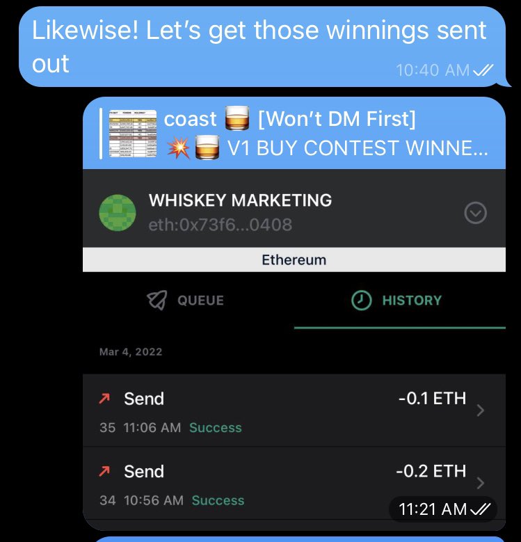 whiskeytoken's tweet photo. Contest has ended! CONGRATS TO OUR WINNERS… see our TG for Etherscan TX’s. 🥃 https://t.co/dthm3xhs7O
