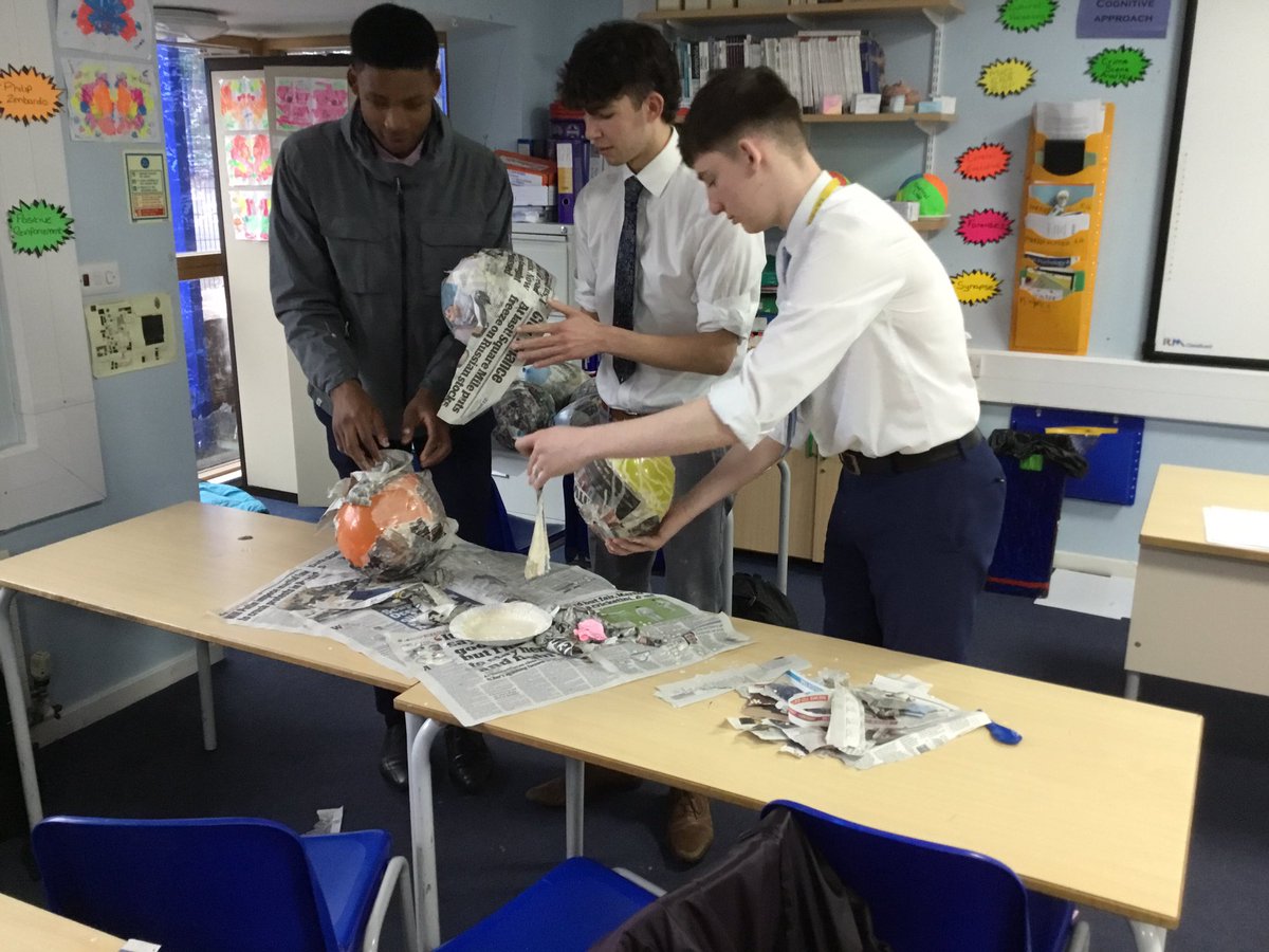 SJLPsychAndSoc's tweet photo. Making papier-mâché brains with year 13 is a messy business!#creativepsych https://t.co/LdGZS8Vdzk