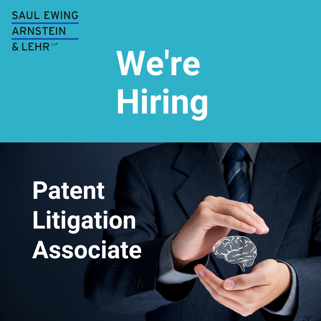 SaulEwing's tweet photo. The Firm is seeking a Patent Litigation Associate to join our growing #IntellectualProperty Practice. Office locations include Chicago, Philadelphia, Boston and/or Minneapolis. Ideal candidates should have 4-6 years of experience.
Apply today! https://t.co/ijpMeakfNe #SEALJobs https://t.co/BTwIwNJdwa