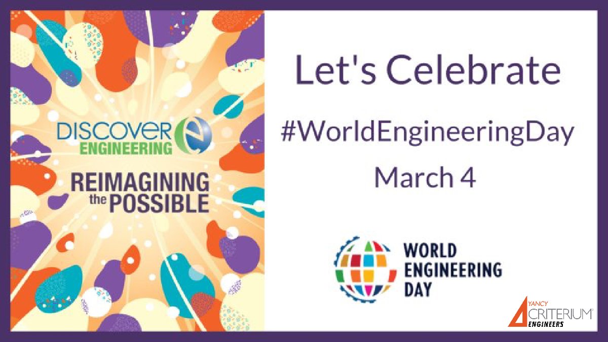 CriteriumYancy's tweet photo. Happy #WorldEngineeringDay! 
Did you know that 54% of Global Engineer Survey respondents believe that we will have a shortage of engineers in the future?
World Engineering Day is a global celebration of how engineers, technicians, and technologists make a difference. https://t.co/nDtg9Maqls
