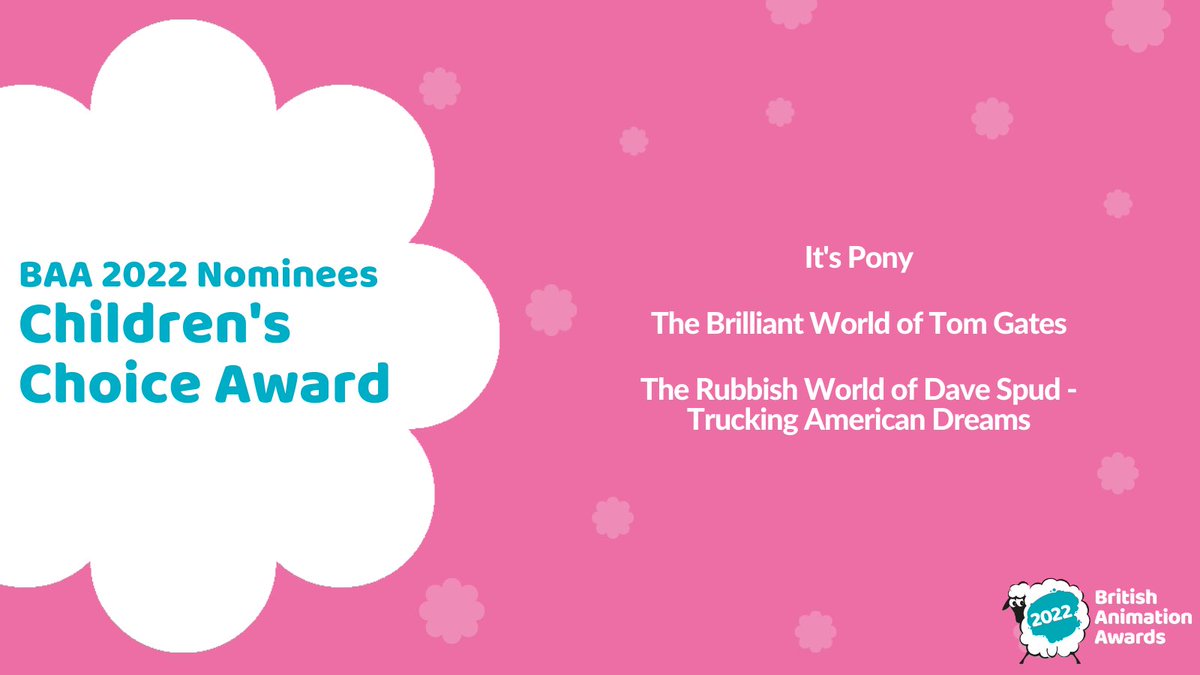 The nominees are in for the 2022 Children's Choice Award! This category is judged by a group of school children and the winner will be announced by video at the BAAs ceremony next Thursday, the 10th of March.🐑

#BritishAnimationAwards