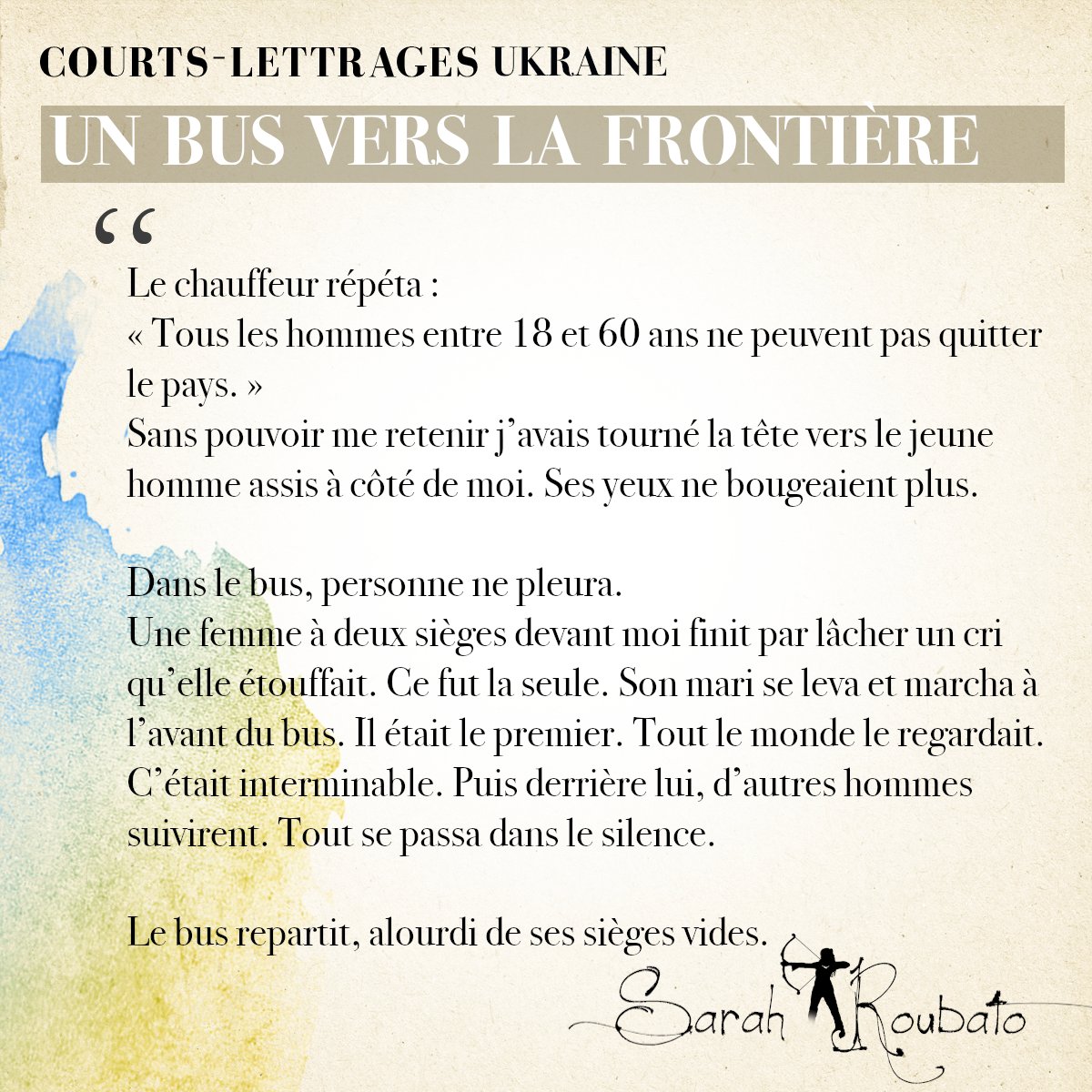Le silence d'un bus prêt à passer la frontière le jour de l'annonce que tous les hommes ukrainiens devaient rester. Inspiré d'un reportage du New York Times. 
#courtslettrages #ukraine #kiev #guerre