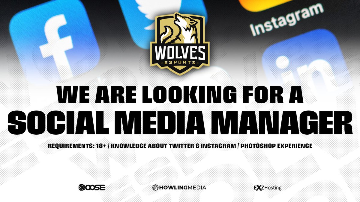 wolves_esports's tweet photo. Wolves Esports is looking for a Social Media Manager!

Experience with Twitter and Instagram is a must, any other platforms are a bonus. 

Please be 18 years or older with Photoshop experience and be capable of using it.

Interested? DMs are open :)

#KeepHowling https://t.co/bnZycGqjWh