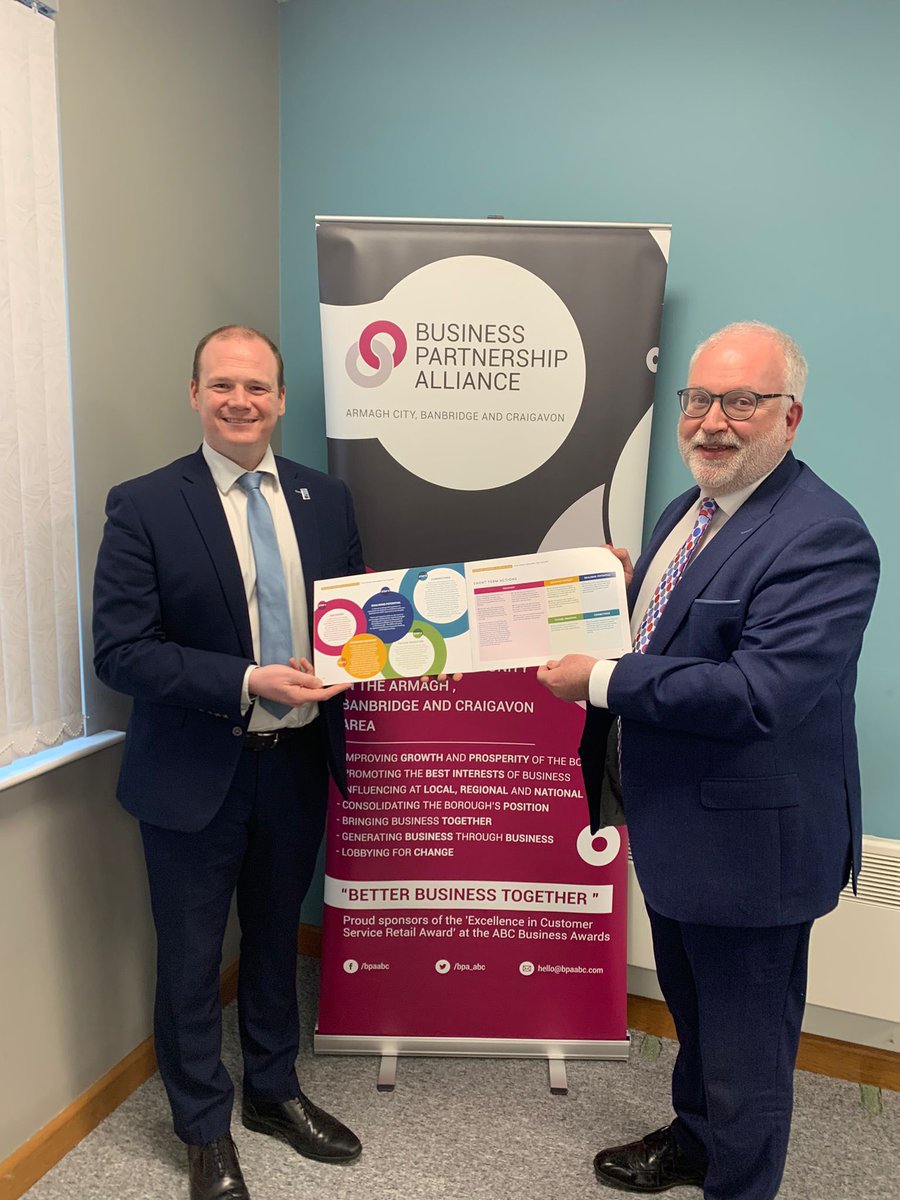 This week Armagh, Banbridge and Craigavon Business Partnership met with the <a href="/Economy_NI/">Economy NI</a> Minister <a href="/gordonlyons1/">Gordon Lyons MLA</a> . Discussions focussed on challenges with rising costs of doing business, post #Covid recovery and growth and our manifesto - Five Steps Towards The Future.