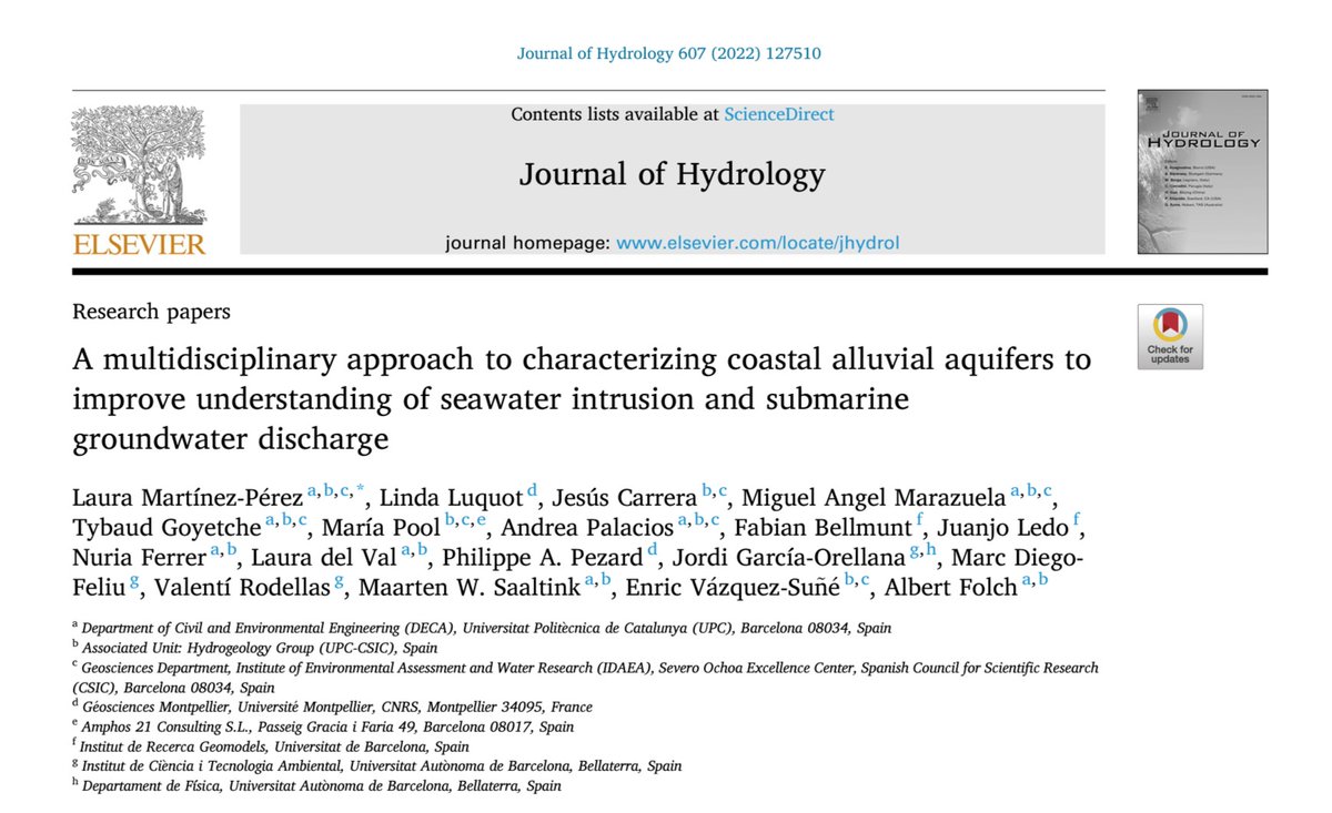 folch_hydro's tweet photo. When you have a look in detail science advances. A multidisciplinary approach to study #coastalaquifers  just published. Improving understanding of #SWI and #SGD dynamics and linked processes #geology #geophysics #hydrochemistry #hydraulics @phujigi @ValentiRodellas and more 💦 https://t.co/hvPyQsw4aJ