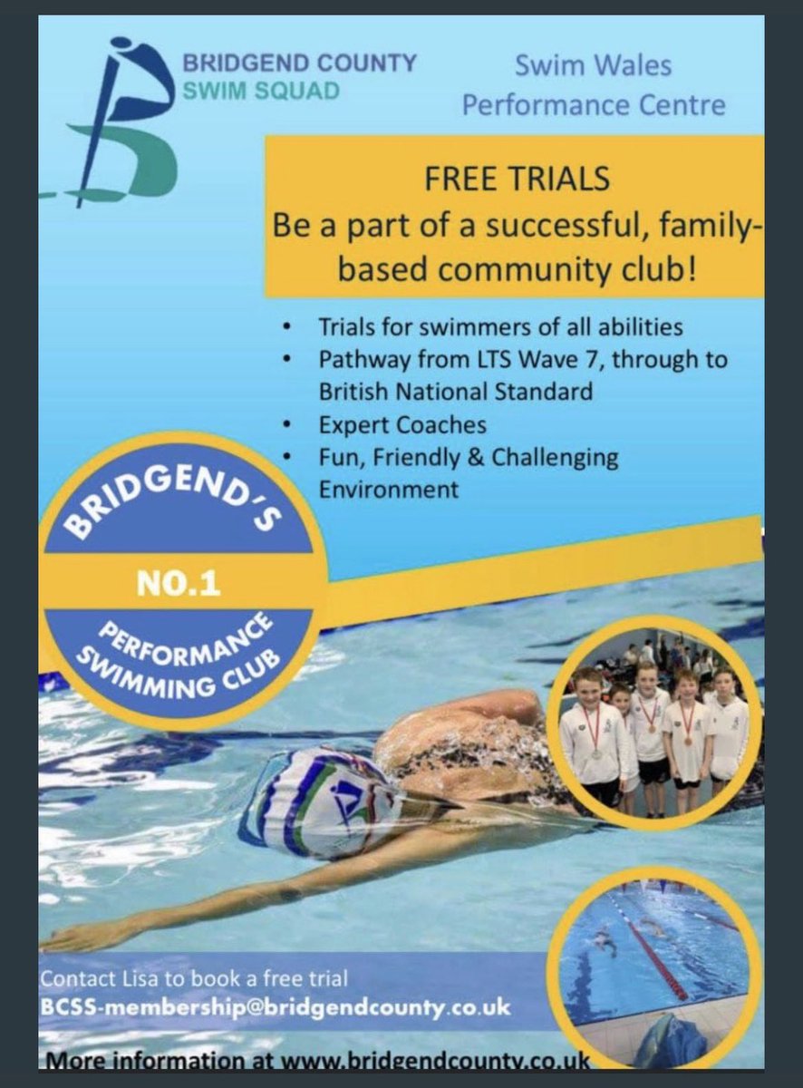 We are on the hunt for the next Olympic or Para Olympic swimmers! Could it be you?! If you love swimming and are on Wave 7 or other clubs, come have a trial and join Bridgend’s Only Performance Club and improve your swimming!