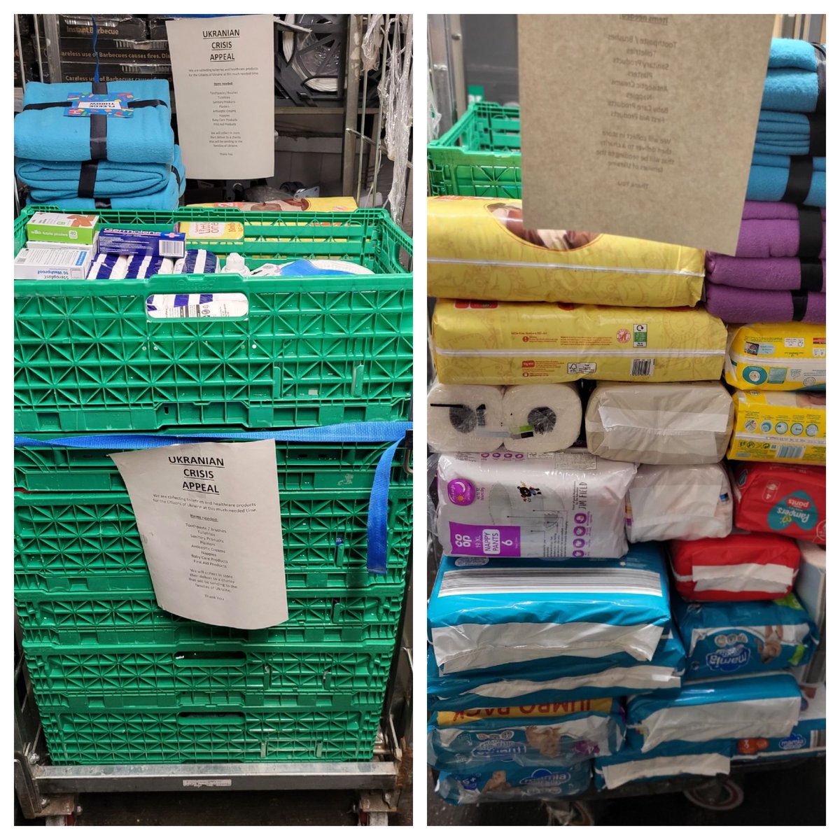 A full cage of donations taken from a few stores in 3 days to support #Ukraine in their time of need. So much more to come too. The Colleagues &amp; Customers of Medway are Phenomenal. 😍 😍😘 #PetrolRochester #BeingCoop @CoopRobson <a href="/DwightAAdams/">Dwight Adams</a> <a href="/HawVicky/">Vicky Haw</a> <a href="/PeterBatt3/">Peter Batt</a> #ItsWhatWeDo