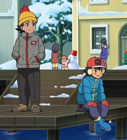 Akilvers's tweet photo. I'm in love with Goh wearing a Falinks winter hat and Ash wearing earmuffs with his cap. 😭❄️ #anipoke #アニポケ https://t.co/ojGGKdw53j