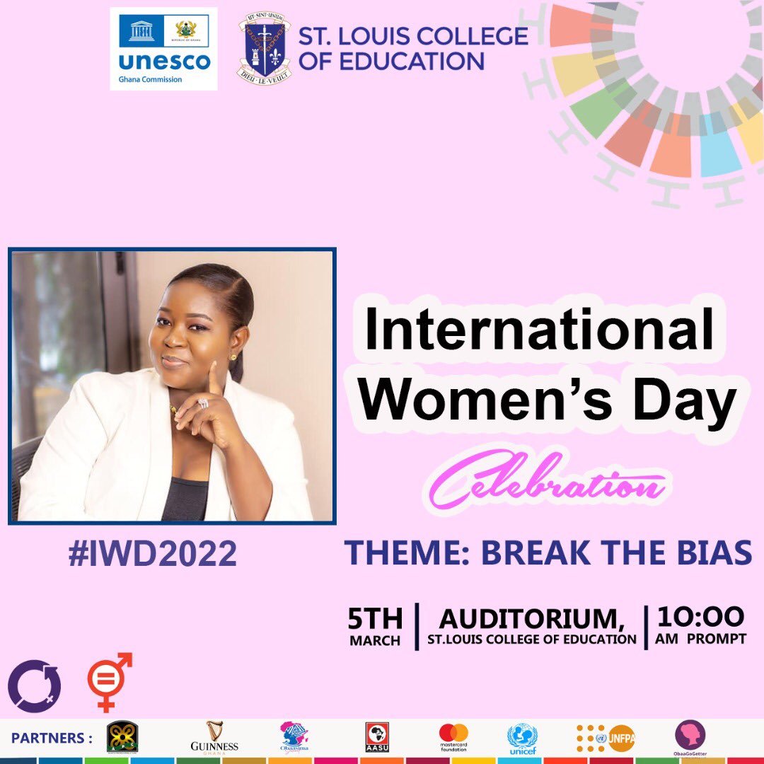 JosieAman's tweet photo. Kumasi, I can’t wait to meet you!
Join me a host of other speakers tomorrow at @unescoghananatcom International Women’s Day celebration in partnership with @obaagogetter happening at St. Louis College of Education.
#obaagogetter #iwd2022 #breakthebias #womenempowerment https://t.co/MHhhT7kA1Y