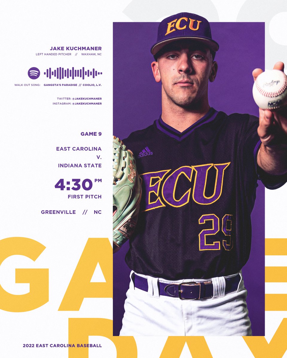 ECUBaseball's tweet photo. Waiting all week for @jakekuchmaner Bump Day.

We've got the Sycamores in our first game of the Keith LeClair Classic. https://t.co/xV46QQmbUA