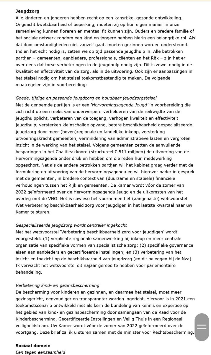 Hoofdlijnenbrief VWS voor jeugdzorg ronduit teleurstellend. Impasse Hervormingsagenda Jeugd gebagatelliseerd, terwijl bezuiniging de boel volledig op slot zet. En nieuwe ambities regeerakkoord blijken afgedaan te kunnen worden met oude wetsvoorstellen….
rijksoverheid.nl/documenten/kam…